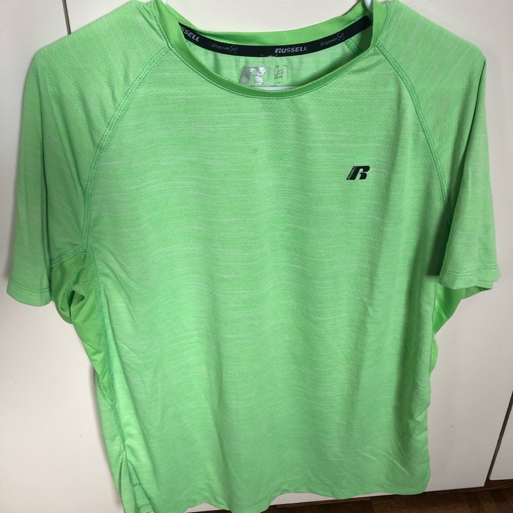 Mens Large Neon Green Performance Dry-fit T-Shirt